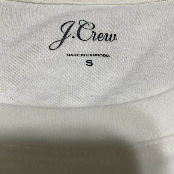 j crew womens white bikini print embroidered short sleeve top t shirt small - Picture 3 of 6